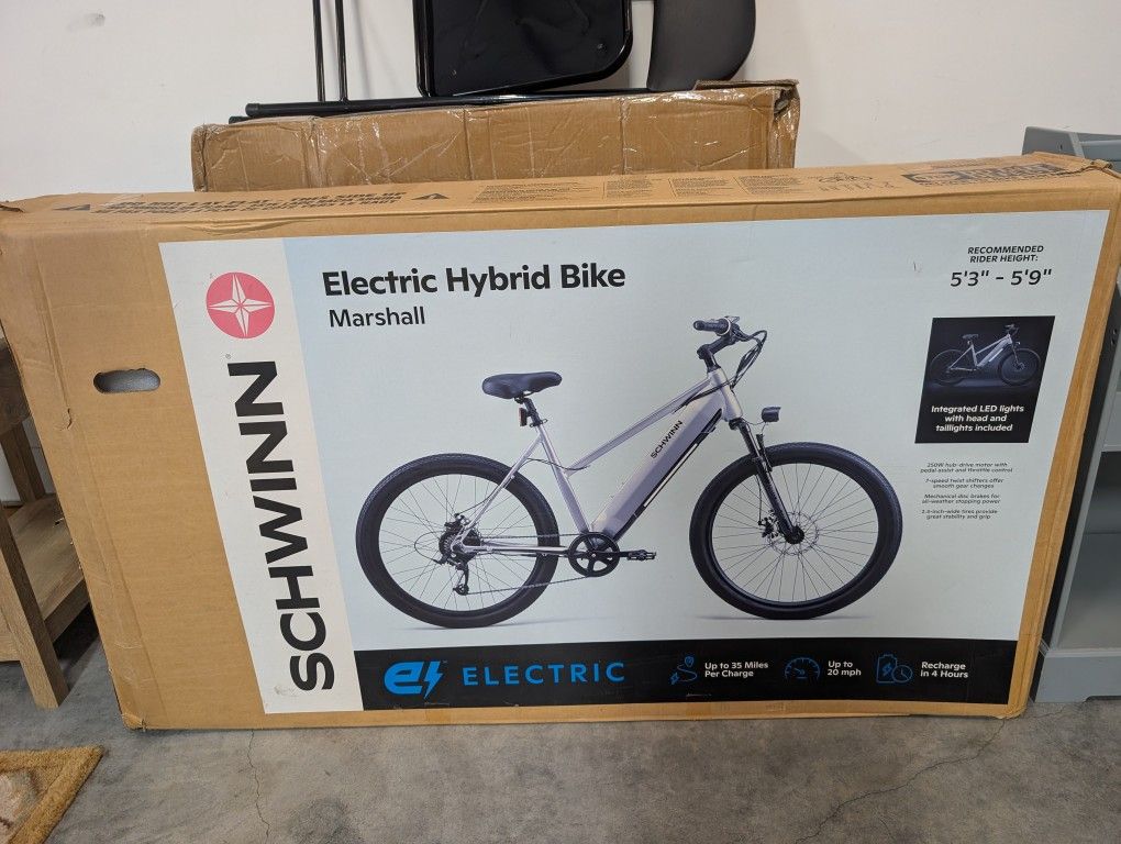 Schwinn Adult Marshall 27.5" Step Over Hybrid Electric Bike - Gray S/M