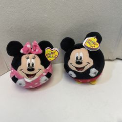Ty Beanie Ballz Disney Mickey and Minnie Mouse Plush Bundle Babies Lot Of 2 Tags