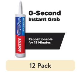 (12 pack) Loctite Power Grab Construction Adhesive All Purpose, Pack of 1, White 9 fl oz Cartridge Pack Size: 12 Pack Single