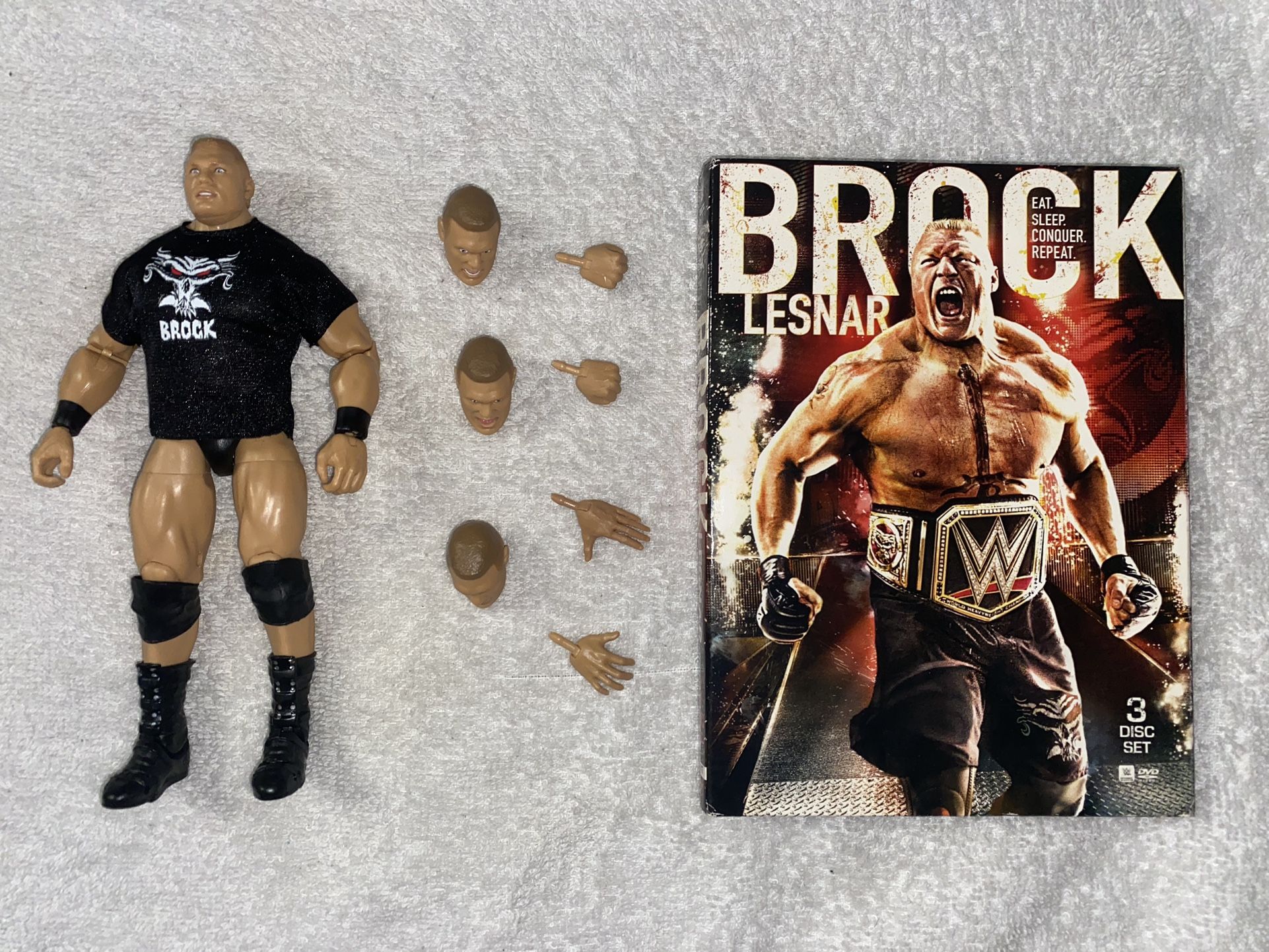 Ultimate Brock Lesnar Figure / Three Disc Brock Lesnar DVDs 