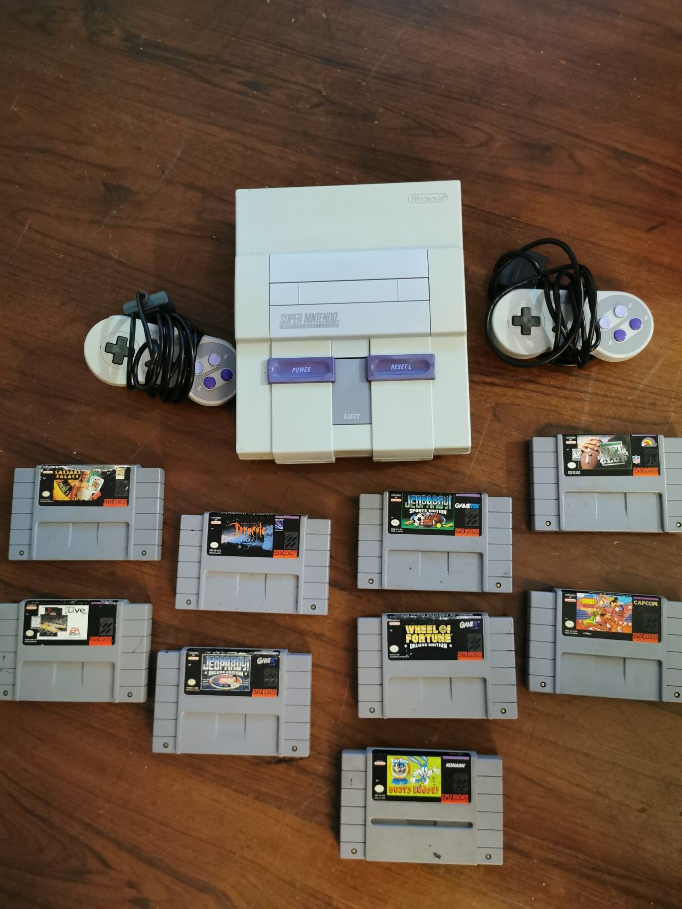 Super Nintendo with 2 controllers 9 games