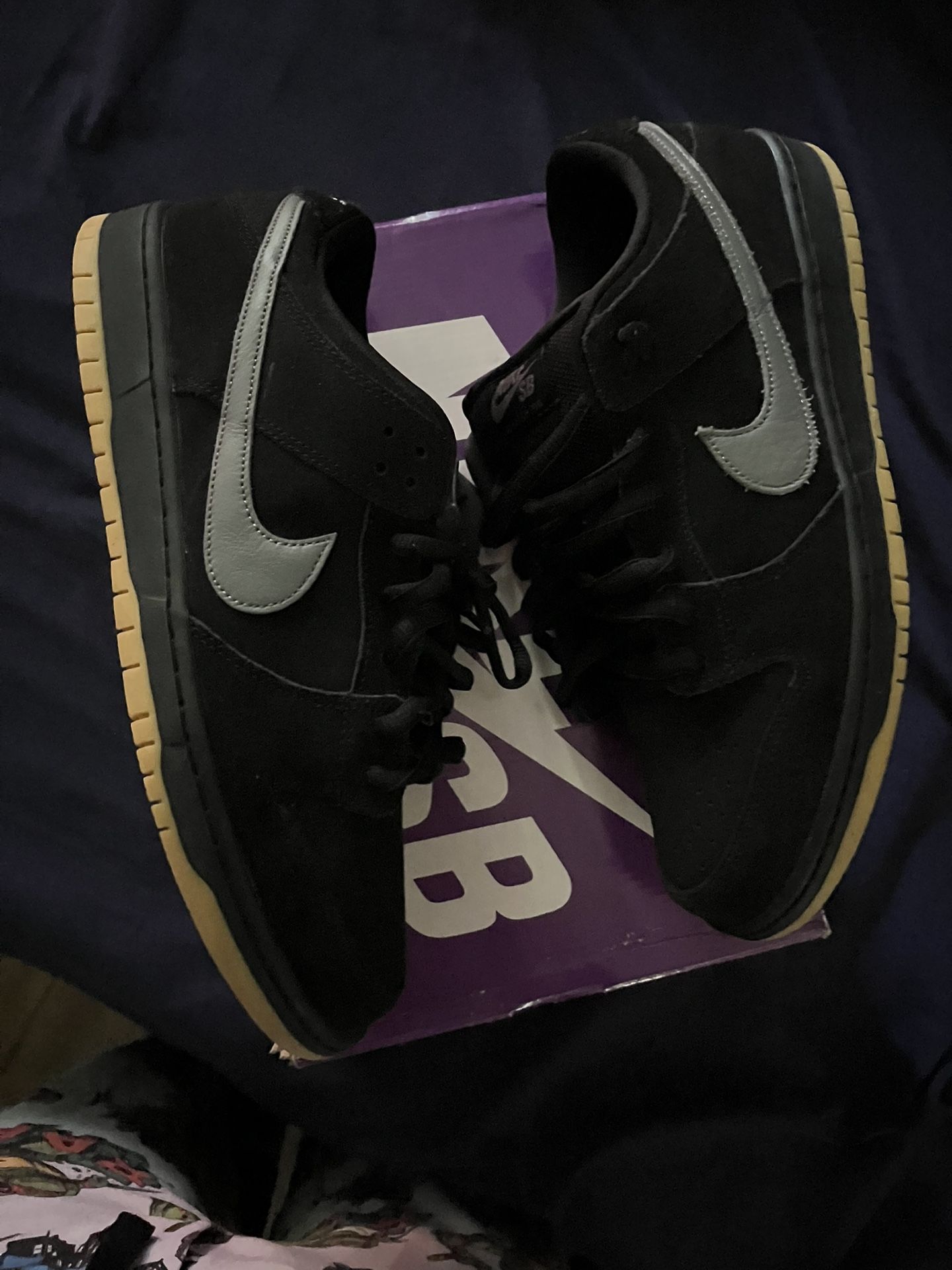 Nike SB Dunk Low Pro Black Gum Grey Swoosh – Size 13