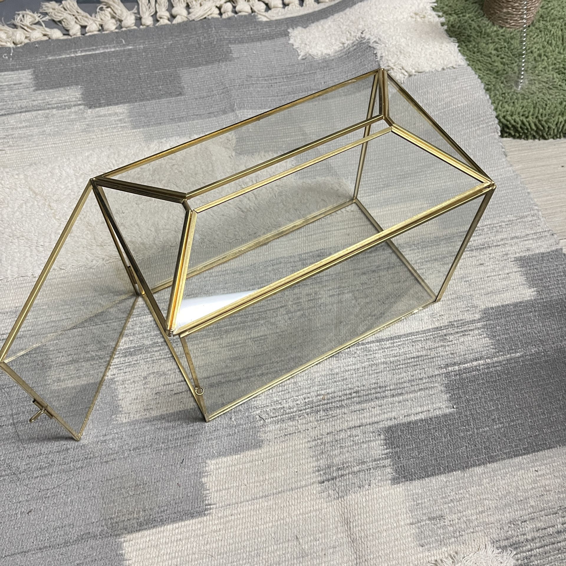 Elegant Golden Glass Card Holder With Slot