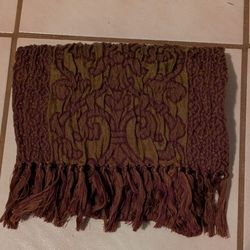 Scarf Echo Multicolor Textured Acrylic Wool  60" Length  10" Width Burgundy Wine 