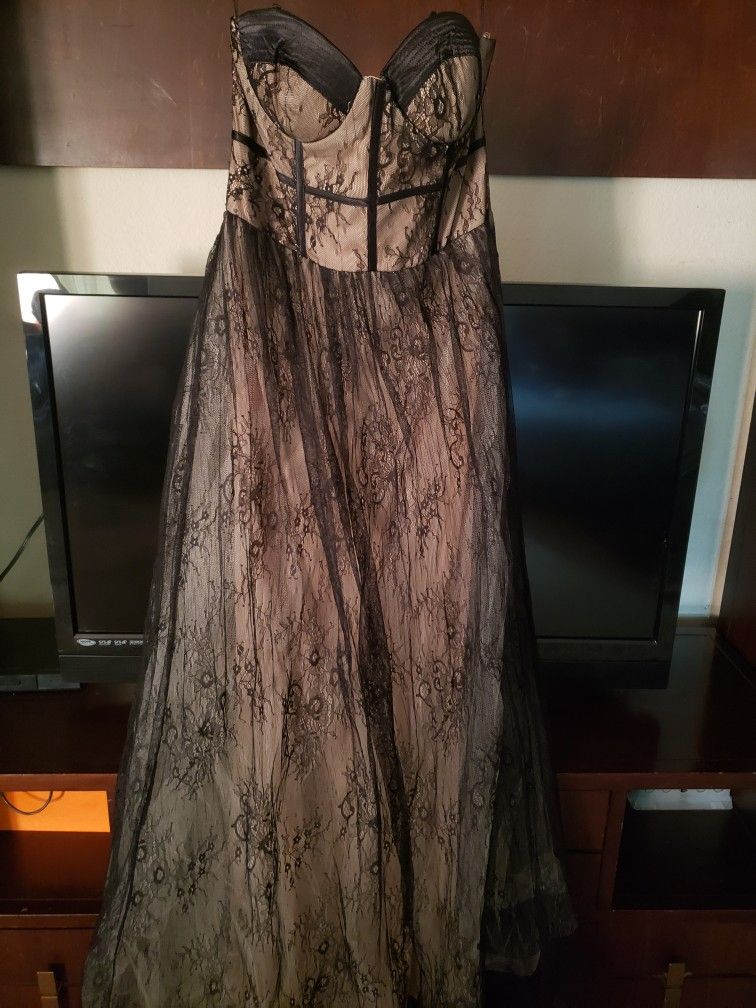 Black and Nude strapless Gown