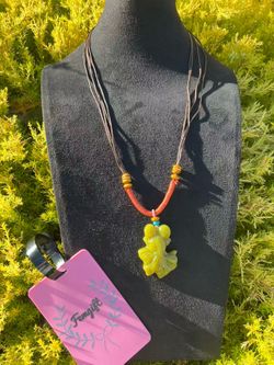 A01-1 Handcrafted olive green Koi Fish necklace