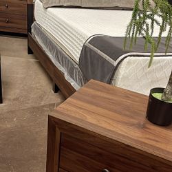 Queen Bedframe, Nightstand, Mirror, Dresser 
