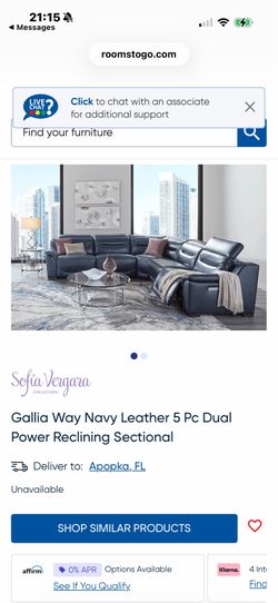 Gallia Way Navy Leather 5 Pc Dual Power Reclining Sectional