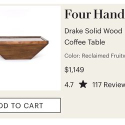 Drake Solid Wood Coffee Table By Four Hands