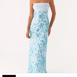 NWT Peppermayo Prom Special Occasion Prism Beaded Maxi Dress - Blue