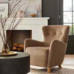 Kessler Wingback Accent Chair Light Brown Velvet - Threshold designed with Studio McGee