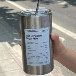 ☆BrandNew☆ Iced Americano No Sugar Stainless Double Wall Hot or Iced Cup Lid Straw (Not Starbucks Stanley)