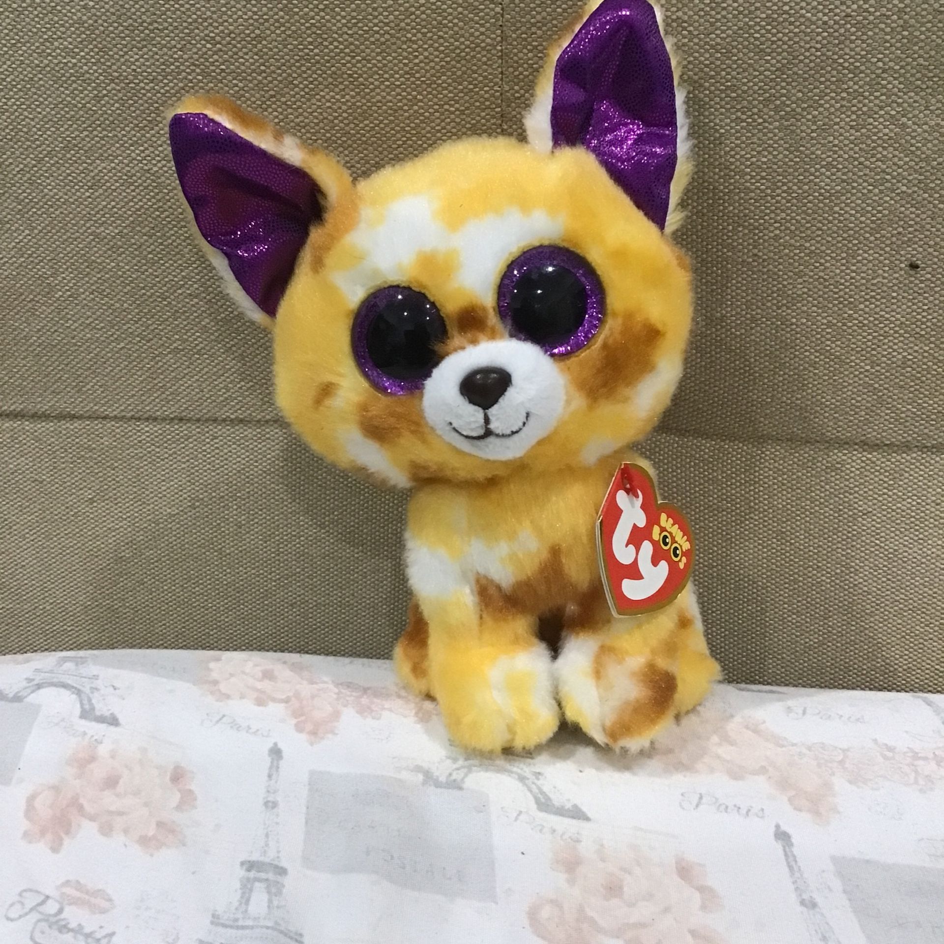 Yellow brown white beanie boo dog