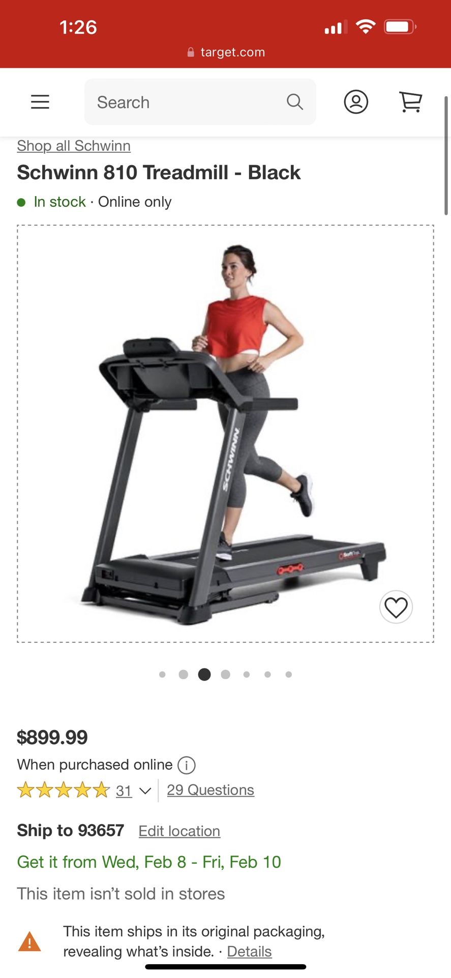 Schwinn 810 online treadmill price
