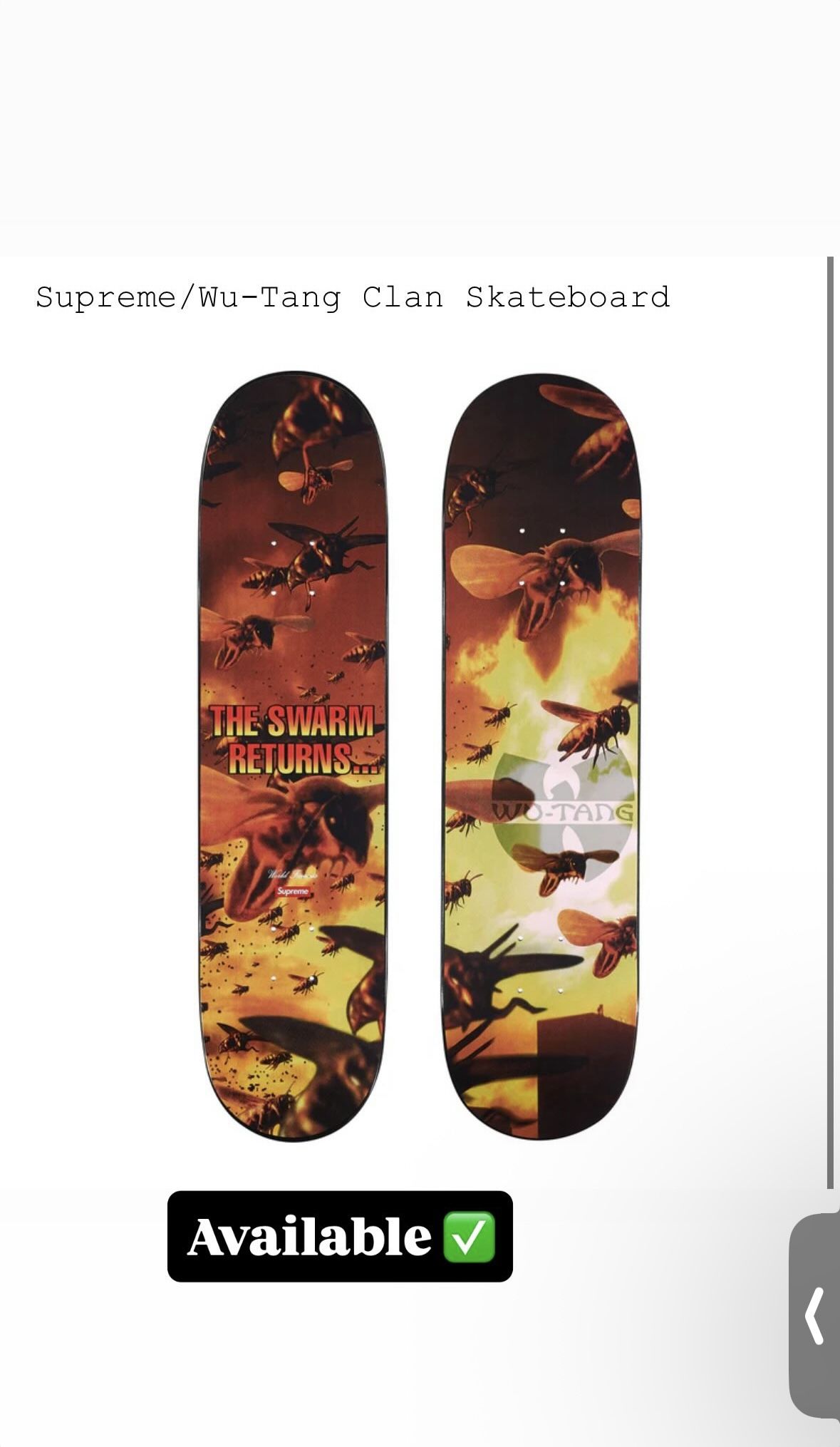 Supreme FW25’ week 10 Supreme/Wu Tang Clan Skateboard