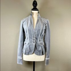 White House Black Market Gray Faux Suede Tailored Jacket Size 2
