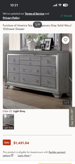10 Drawer light gray dresser
