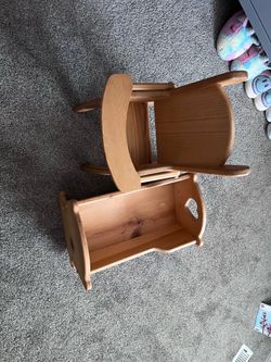 Handmade Wooden Cradle & Highchair