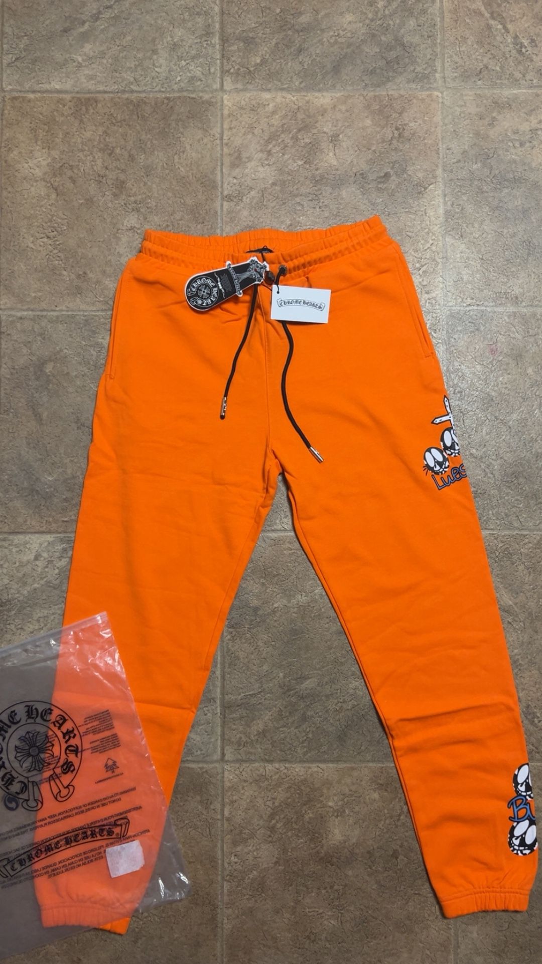 Orange Chrome Hearts Sweatpants - Medium