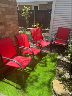 4 NFM RED PATIO CHAIRS