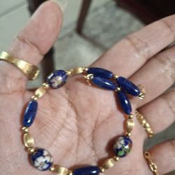 14k Beaded Lapis Lazuli Bracelet