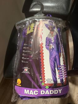 Mac Daddy Costume Adult Standard Purple Pimp Suit Zebra Trim NIP
