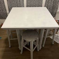 Square Dining Table And Stools 