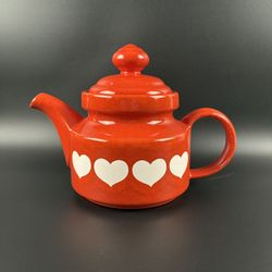 Vintage Waechtersbach Red and White Heart Teapot (West Germany)