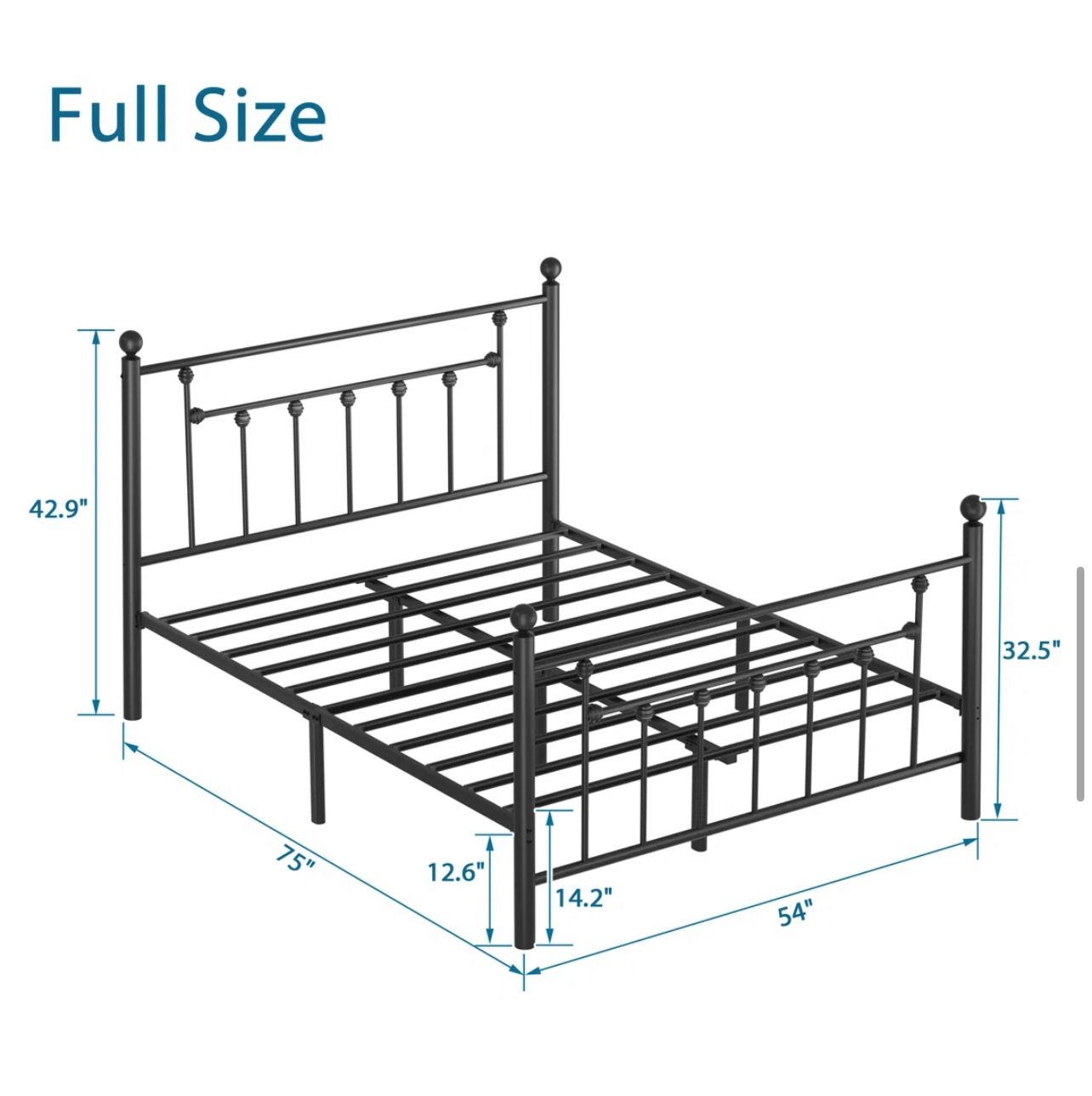 Modern Black Metal Full Bed Frame For Full