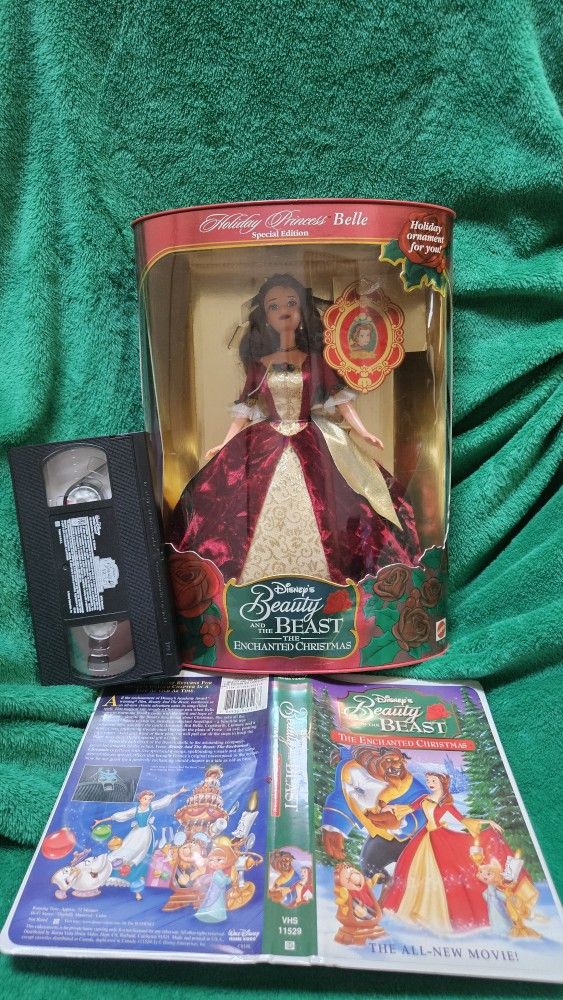 Beauty And The Beast Christmas Belle Doll w/VHS $25 OBO