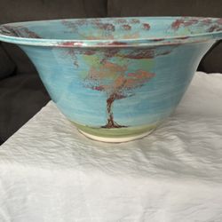 Turquoise  Bowl Hand Made Pottery 