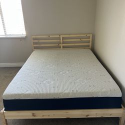IKEA Tarva Queen Bed Frame & Sleepy Mattress