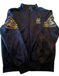 Men's Track Jacket Black & Gold - XL Fits Smaller