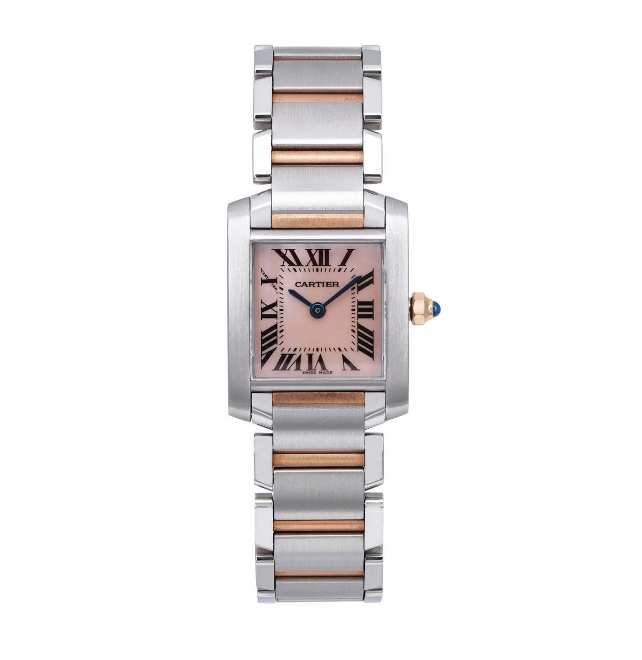 Cartier Tank Francaise 18K Rose Gold Steel MOP Dial Quartz Ladies Watch 2384
