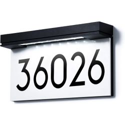 House Numbers Solar Powered, Address Plaques for House, LED Illuminated Waterproof Outside Address Sign 6000K Daylight White LED