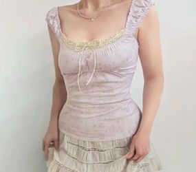 Milkmaid Tops Blue And Pink 