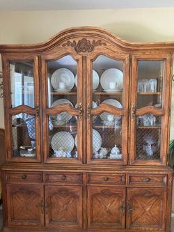 Large Wood China Cabinet Hutch