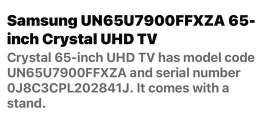 Samsung Crystal UHD 7 Series 65-inch 4K Smart TV