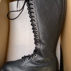 1B60 Bex Pisa Black Leather Knee High Boots 