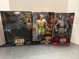 Star Wars Hasbro Episode I 12 Electronic Talking Qui-Gon & DarthVader & Tc-14