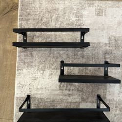 3 Piece Black Floating Shelves