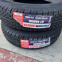 Set Of 4 Freedom Hauler ST Trailer Tires 205x75-15 10 Ply $300  