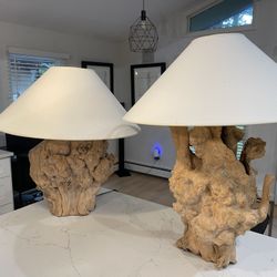 Vintage mid century modern driftwood lamps Large