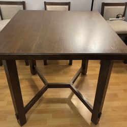 Wooden High Table And 4 Chairs 