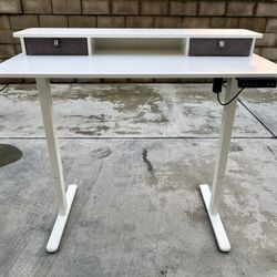 🪑 White Electric Standing Desk with Drawers - Ergonomic