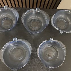 Blue Flower Design Glass Bowl 