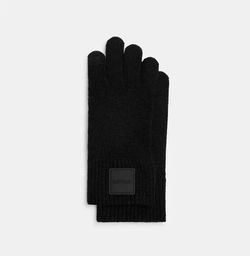 Black Coach Wool Knit Gloves Size Sm/Med