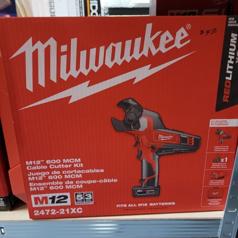 Milwaukee 2472-21XC M12 Cable Cutter Kit 600 Mcm