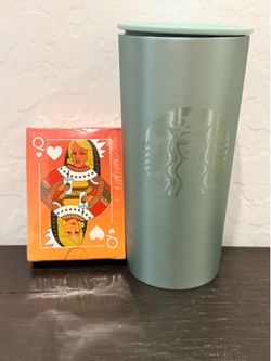 Starbucks Mermaid Logo Green Tumbler w/ Playing Cards