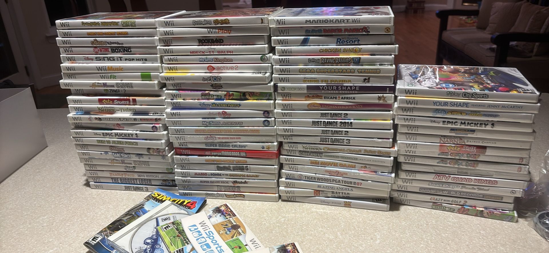 Large Lot Of Wii Games gaming units, accessories